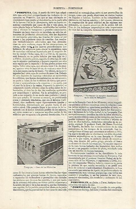 LAMINA ESPASA 26136: Casa de los Misterios y mosaico en Pompeya