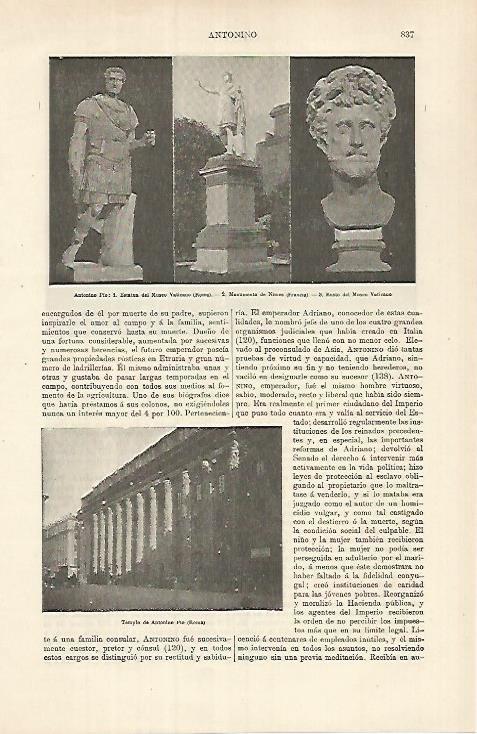LAMINA ESPASA 26179: Esculturas de Antonino Pio