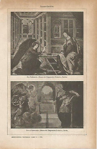 LAMINA ESPASA 26188: Anunciacion por Pillaiuolo y Tintoretto