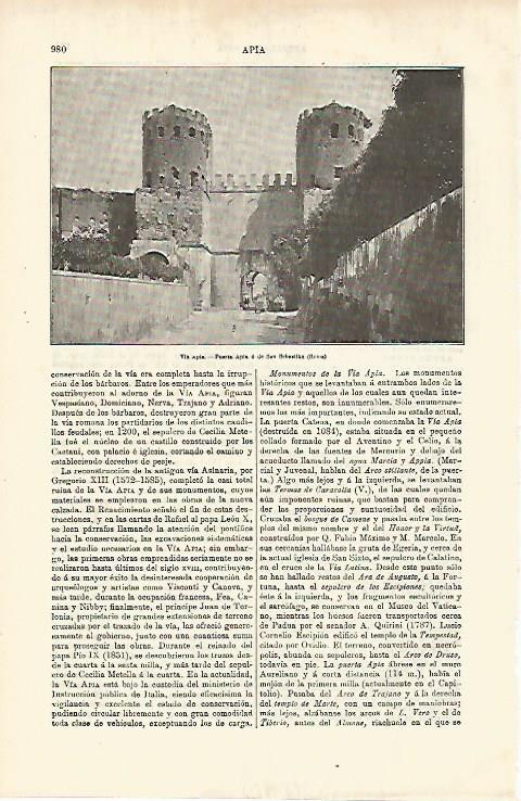 LAMINA ESPASA 26207: Puerta Apia en Roma