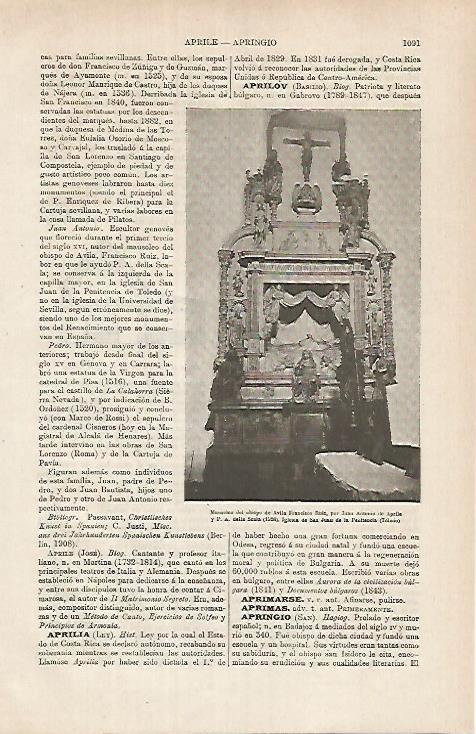 LAMINA ESPASA 26231: Mausoleo del obispo Francisco Ruiz en Toledo