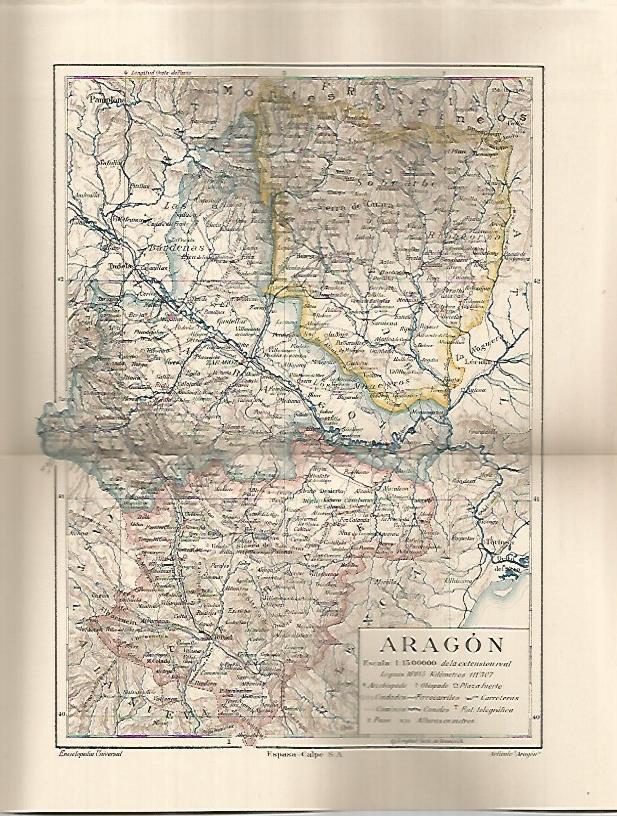 LAMINA ESPASA 26250: Mapa de Aragon