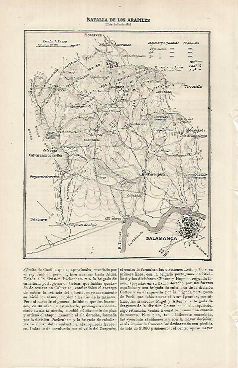 LAMINA ESPASA 26259: Mapa de la Batalla de los Arapiles en 1812