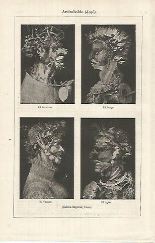 LAMINA ESPASA 26276: Obras de J. Arcimboldo en la Galeria Imperial de Viena