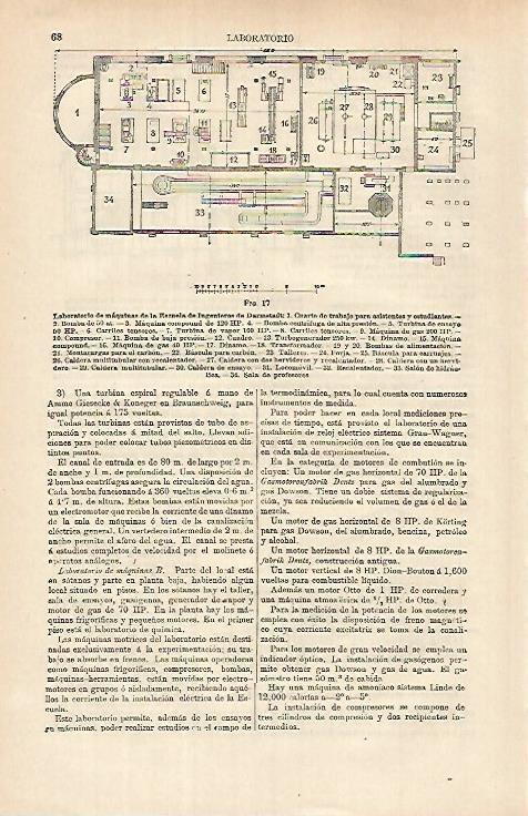 LAMINA ESPASA 26301: Laboratorio de maquinas de la Escuela de Ingenieros de Darmstadt