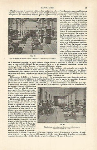LAMINA ESPASA 26306: Sala de ensayos en el Laboratorio de Electrotecnica de Viena