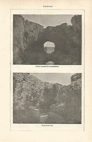 LAMINA ESPASA 26313: Portico de los alcantilados y Gruta de la costa en Lacroma