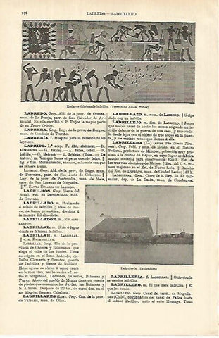 LAMINA ESPASA 26317: Pintura del Templo de Amon en Tebas Egipto