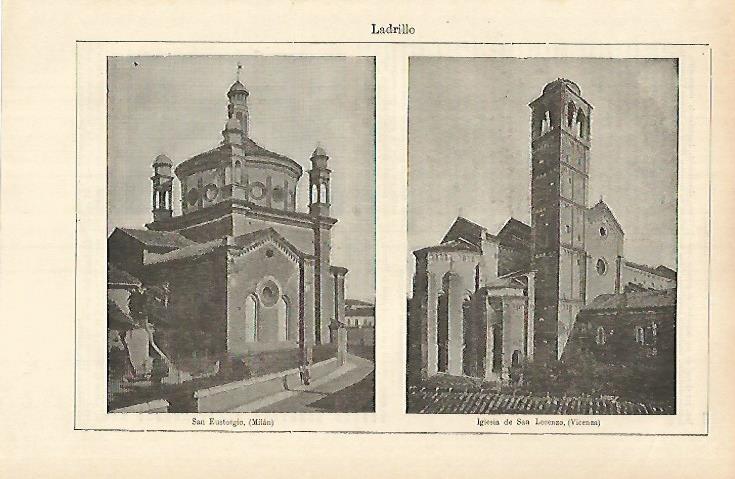 LAMINA ESPASA 26323: Iglesia de San Eudtorgio en Milan y de San Lorenzo en Vicenza