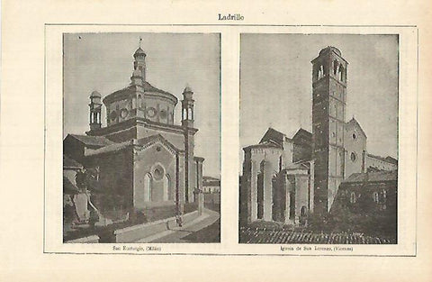 LAMINA ESPASA 26323: Iglesia de San Eudtorgio en Milan y de San Lorenzo en Vicenza