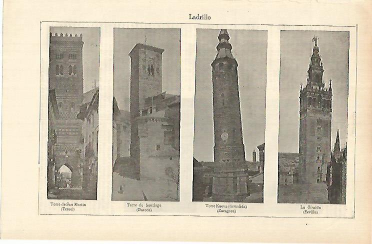 LAMINA ESPASA 26324: Torre de San Martin en Teruel y Torre Nueva de Zaragoza