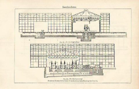 LAMINA ESPASA 26355: Seccion de laminadores de la Skinningrove Iron Co.