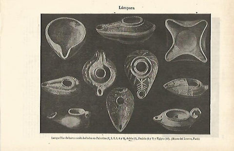LAMINA ESPASA 26362: Lamparillas de barro de Palestina
