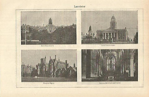 LAMINA ESPASA 26374: Vistas de Lancaster Inglaterra