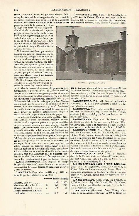 LAMINA ESPASA 26381: Iglesia de Landete Cuenca
