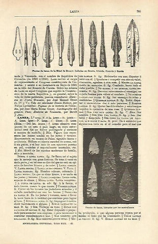 LAMINA ESPASA 26396: Puntas de lanza de la Edad de Bronce de Grecia Irlanda Francia y Suecia