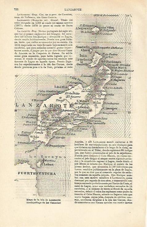 LAMINA ESPASA 26403: Mapa de la isla de Lanzarote