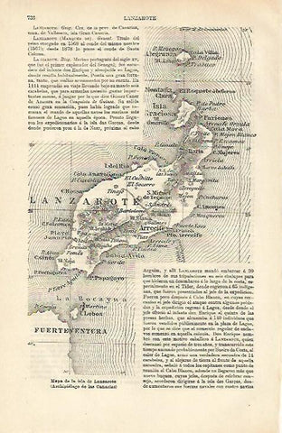LAMINA ESPASA 26403: Mapa de la isla de Lanzarote