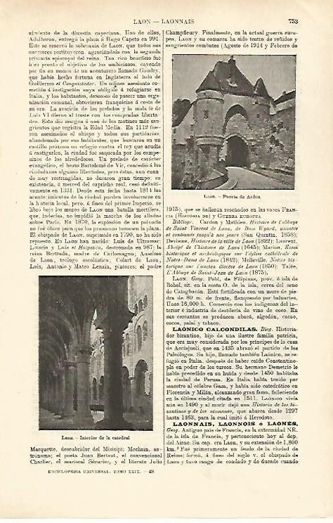 LAMINA ESPASA 26407: Puerta de Ardon en Laon Francia