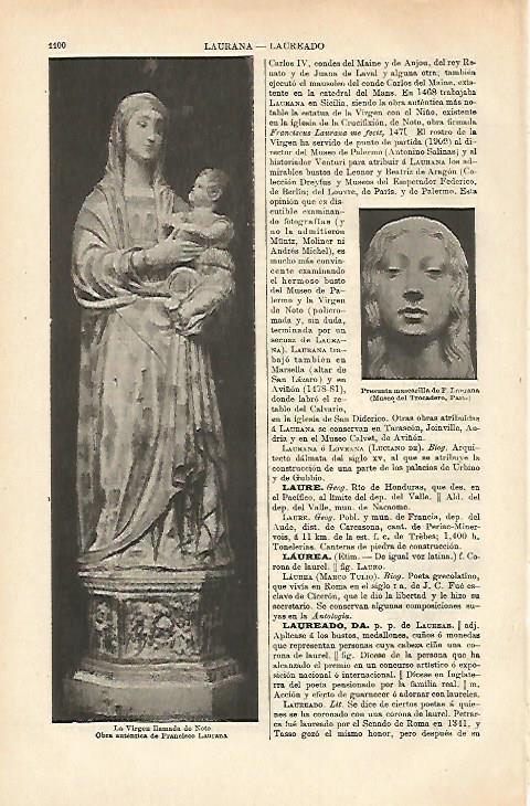 LAMINA ESPASA 26442: La Virgen del Noto por Francisco Laurana