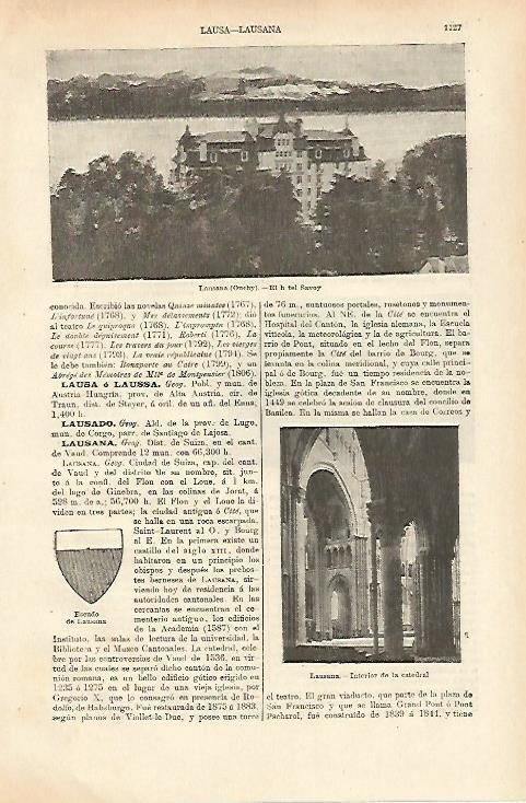 LAMINA ESPASA 26446: Hotel Savoy en Lausana
