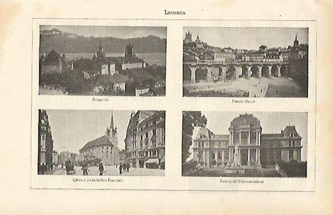 LAMINA ESPASA 26448: Vistas de Lausana Suiza