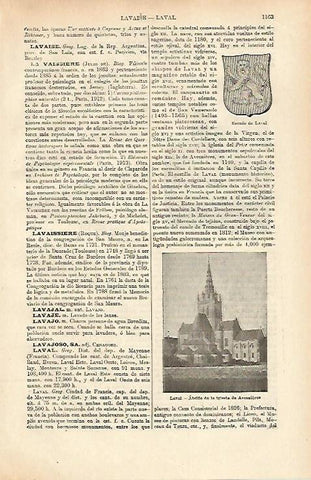LAMINA ESPASA 26454: Escudo e iglesia de Laval Francia
