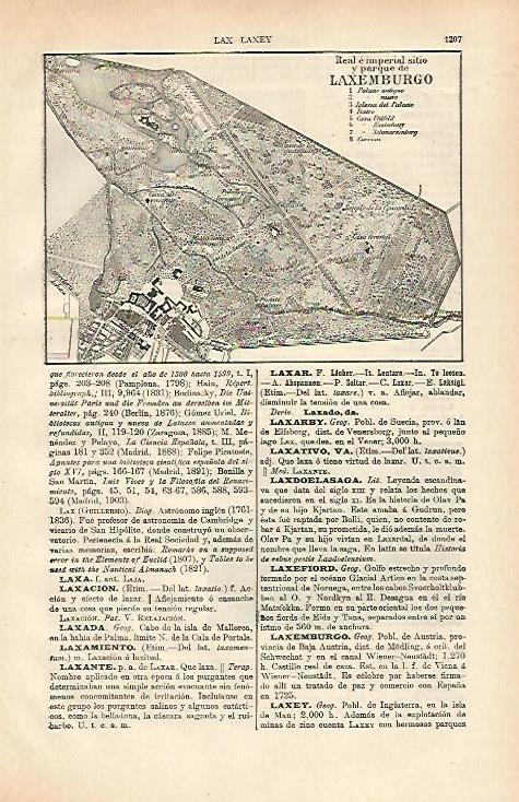 LAMINA ESPASA 26465: Plano del Parque de Luxemburgo Paris