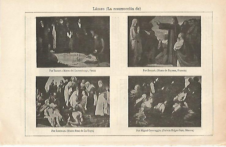 LAMINA ESPASA 26467: La resurreccion de Lazaro por Tanner Bonnat Lastman y Caravaggio