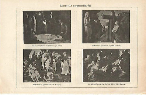 LAMINA ESPASA 26467: La resurreccion de Lazaro por Tanner Bonnat Lastman y Caravaggio