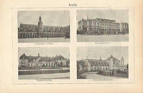LAMINA ESPASA 26508: Palacio Museo Hoispital y Palacio del Jardin en Leipzig