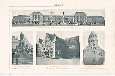LAMINA ESPASA 26509: Estacion y monumentos en Leipzig