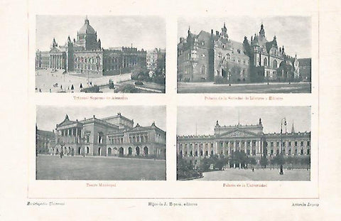 LAMINA ESPASA 26510: Tribunal Supremo de Alemania Palacio de la Sociedad de Libreros y Teatro de Leipzig