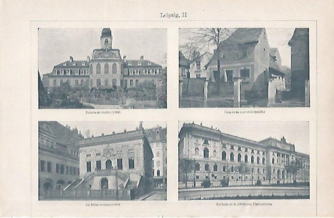 LAMINA ESPASA 26511: Palacio de Golhlis Casa de Schiller Bolsa y Biblioteca de Leipzig