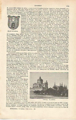 LAMINA ESPASA 26525: Escudo y Catedral de Lemberg 