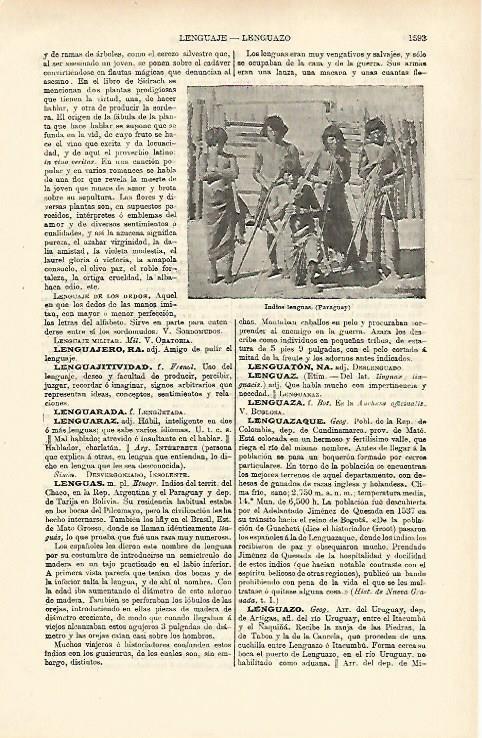 LAMINA ESPASA 26531: Indios lenguas del Paraguay