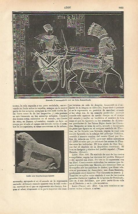 LAMINA ESPASA 26537: Ramses II acompañado de un leon
