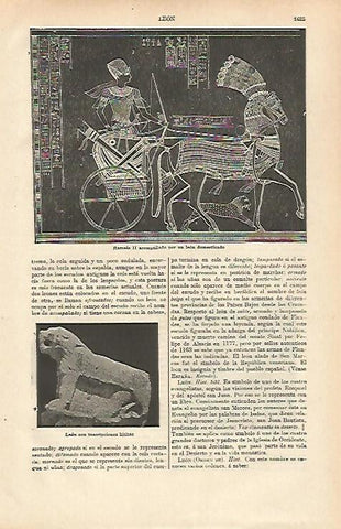 LAMINA ESPASA 26537: Ramses II acompañado de un leon