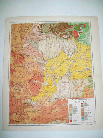 LAMINA ESPASA 26542: Mapa geologico de la provincia de Leon