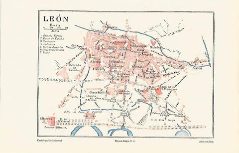 LAMINA ESPASA 26546: Plano de la ciudad de Leon