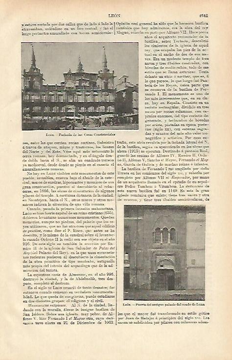LAMINA ESPASA 26548: Ayuntamiento y Palacio del Conde de Luna en Leon