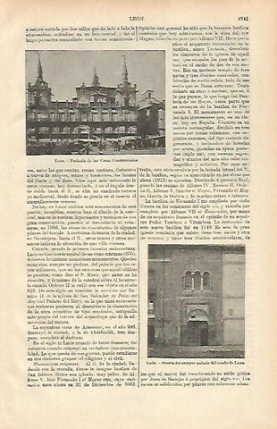 LAMINA ESPASA 26548: Ayuntamiento y Palacio del Conde de Luna en Leon