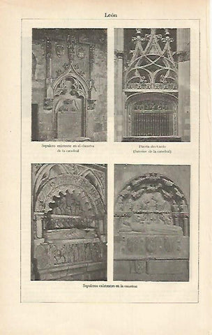 LAMINA ESPASA 26550: Detalles de la Catedral de Leon