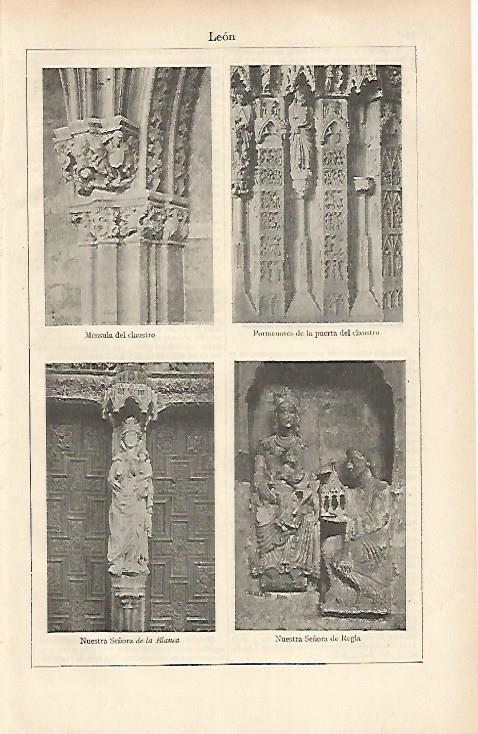LAMINA ESPASA 26551: Claustro y Virgenes de la Catedral de Leon
