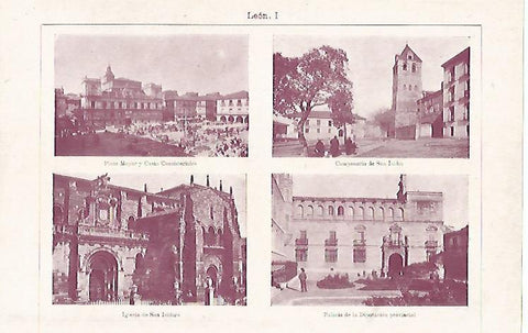 LAMINA ESPASA 26552: Plaza Mayor San Isidro San Isidoro y Palacio de la Diputacion de Leon