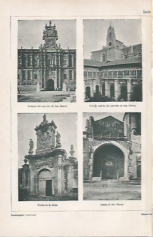 LAMINA ESPASA 26554: Convento de San Marcos Puerta de la Reina y Puerta de San Marcos en Leon