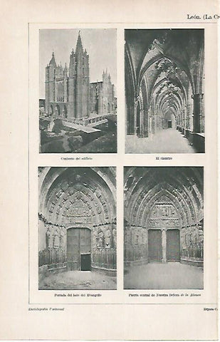 LAMINA ESPASA 26556: Vistas de la Catedral de Leon