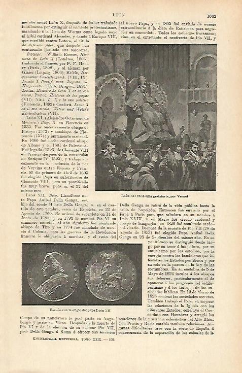 LAMINA ESPASA 26561: Leon XII en la silla gestatoria por Vernet