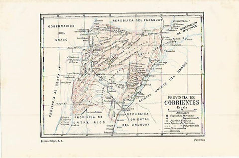 LAMINA ESPASA 15056: Mapa de la provincia de Corrientes Argentina