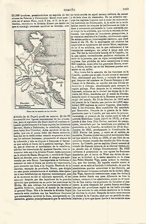 LAMINA ESPASA 15087:Plano de la Batalla de la Coruña